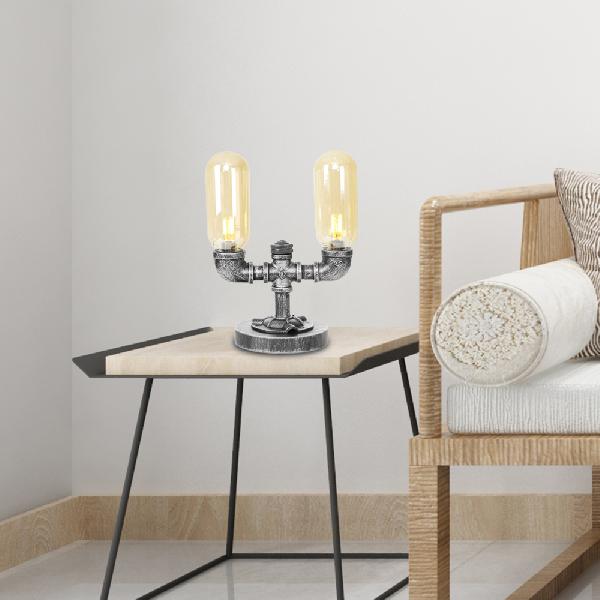 Elegant Clear Glass Table Lamp with Round Lampshade