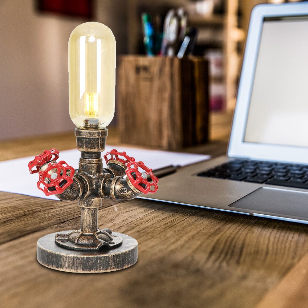 Elegant Metal Table Lamp with Industrial Lampshade