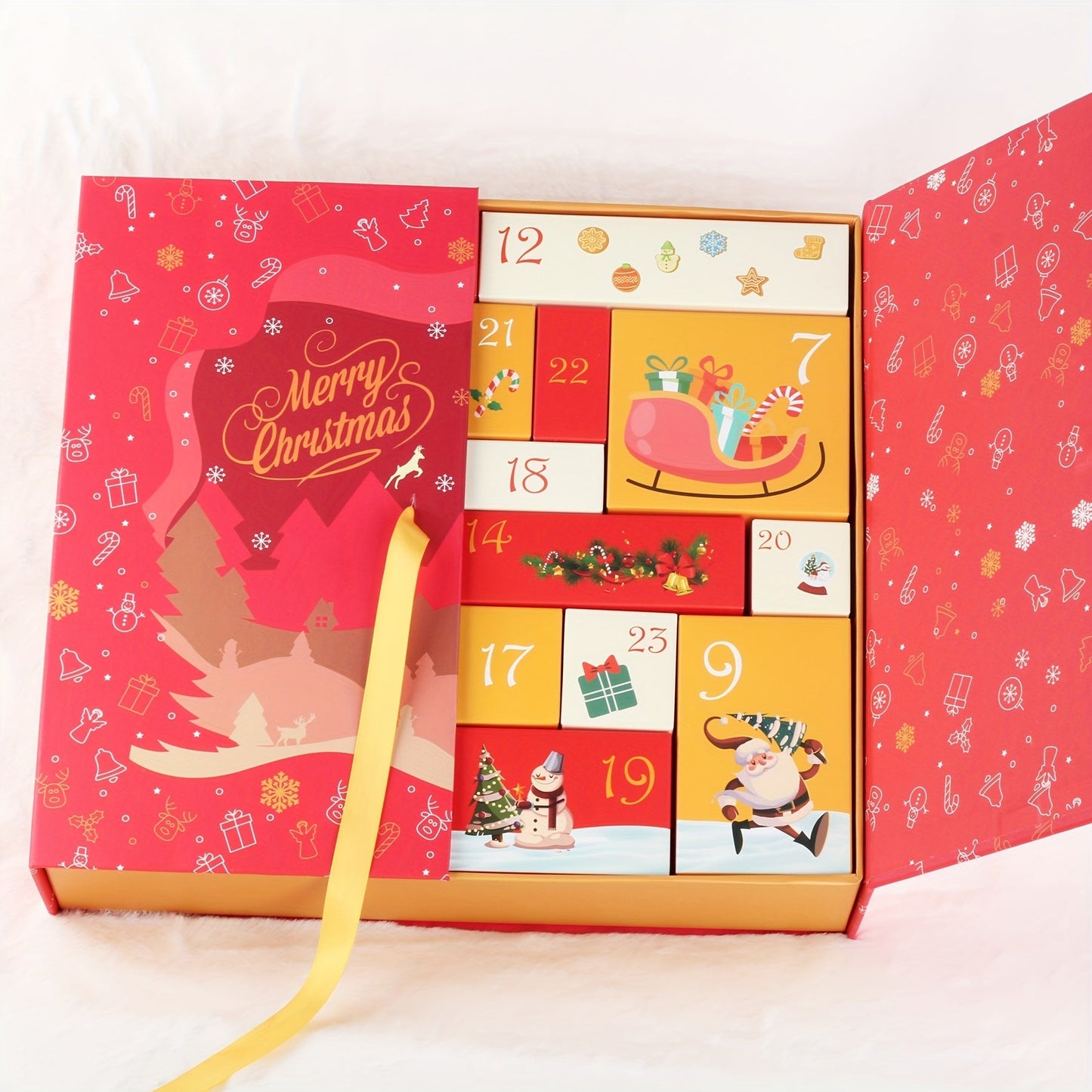 24-Day Wooden Christmas Advent Calendar, Reusable Surprise Box for Home