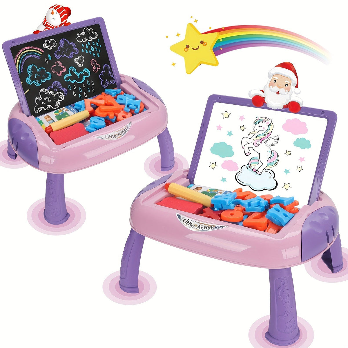 Tableau double face réversible ardoise et tableau avec accessoires