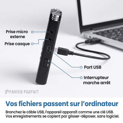 Dictaphone numérique portable à enregistrement vocal
