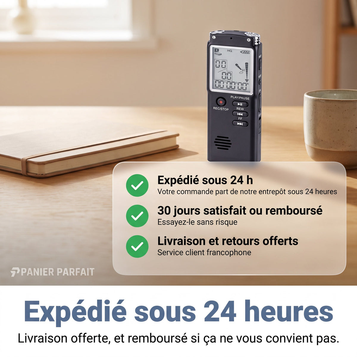 Dictaphone numérique portable à enregistrement vocal