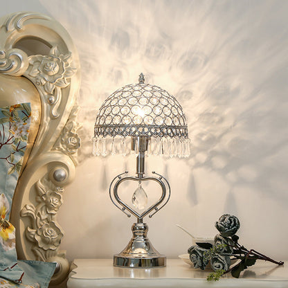 Lampe de table décorative demi-sphère avec cristaux encastrés chrome