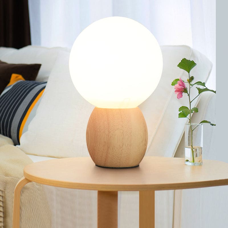 Lampe de nuit décorative à boules avec socle en bois
