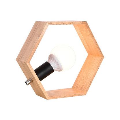 Lampe de table hexagonale en bois ambiance chaleureuse