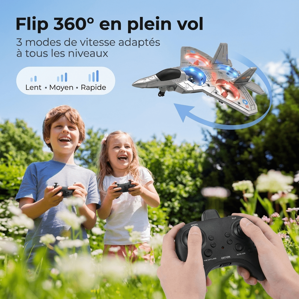 Avion télécommandé lumineux à LED pour enfants