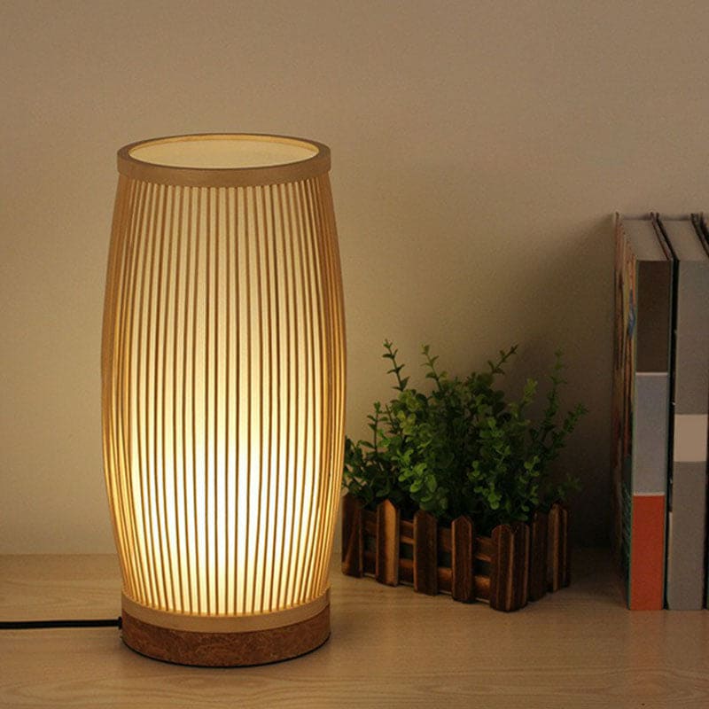 Lampe de table en bambou à fonction veilleuse