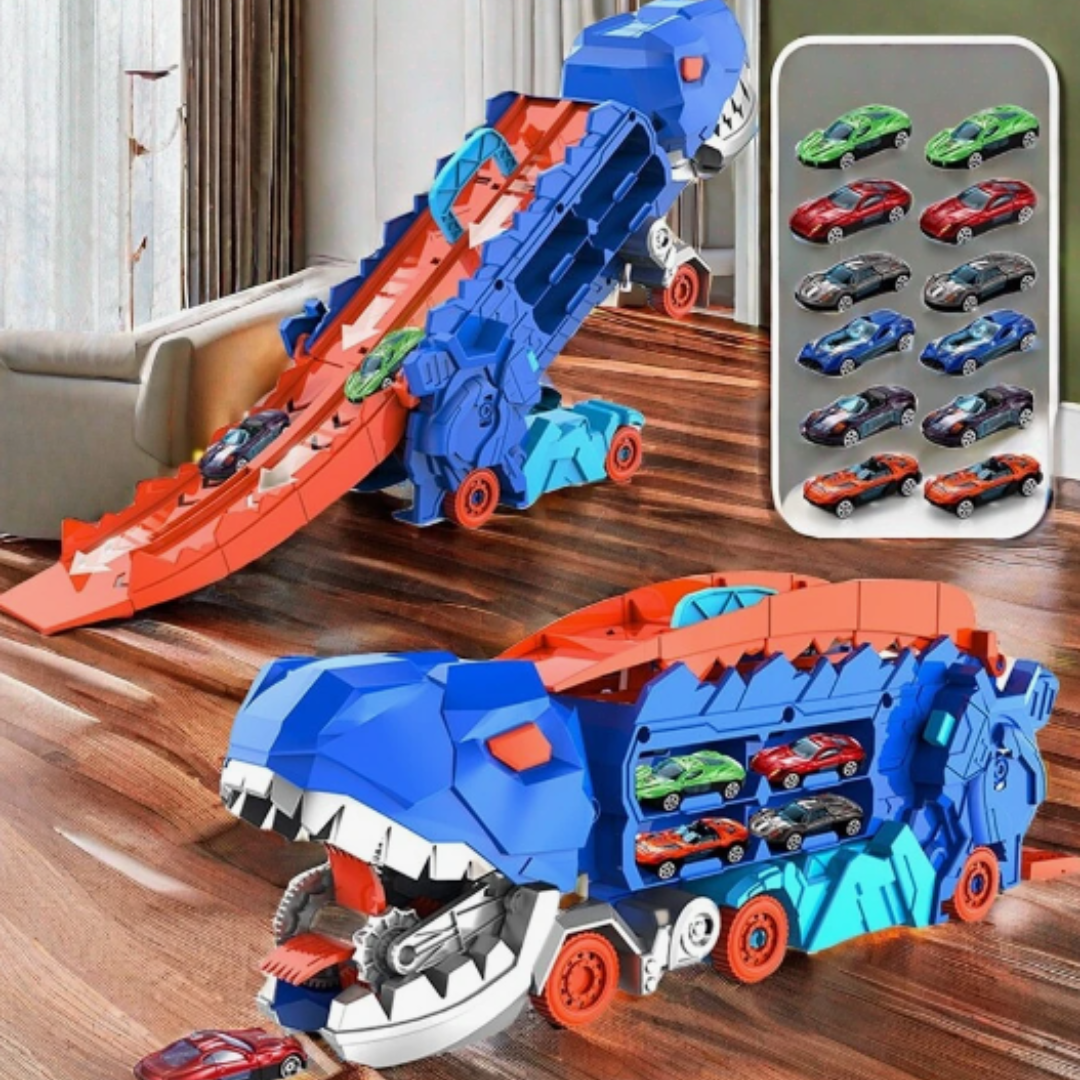 Camion jouet transport de dinosaures avec circuits de course