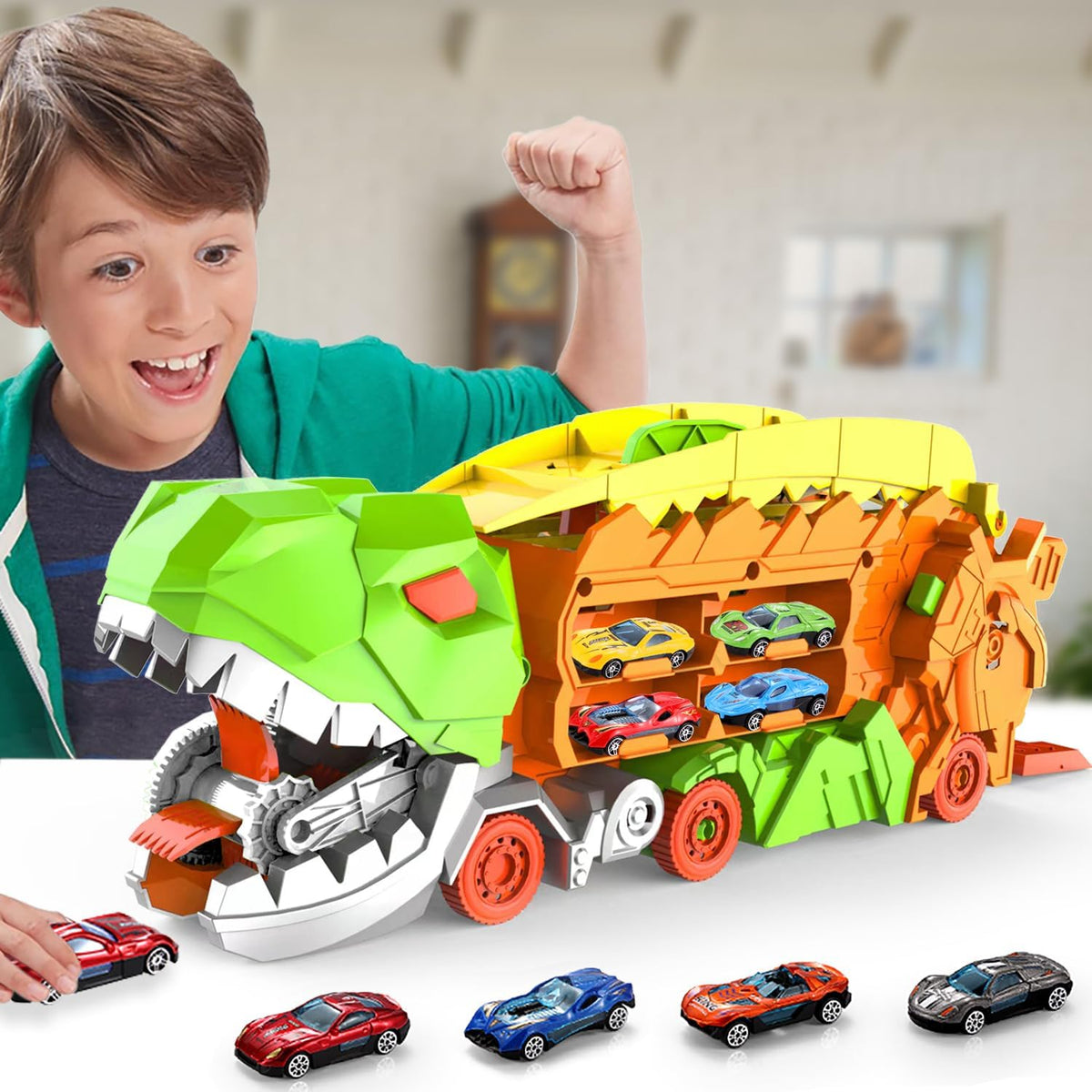Circuit de course transformable avec camion et piste Dino