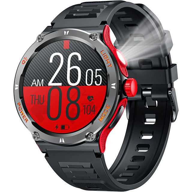 Montre connectée sportive à écran HD avec torche LED et boussole