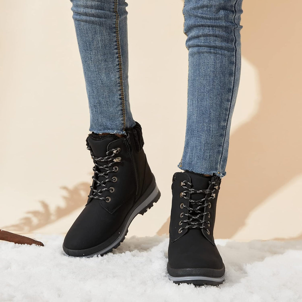 Bottes de combat doublées de fourrure isolantes