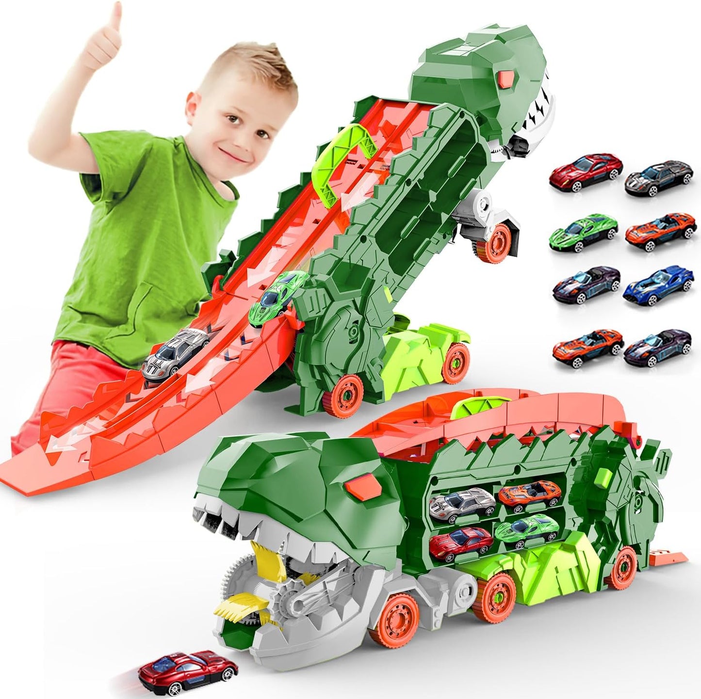 Dino Garou Vehicle Toy with Racing Track