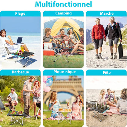 Table de camping pliante légère en aluminium robuste