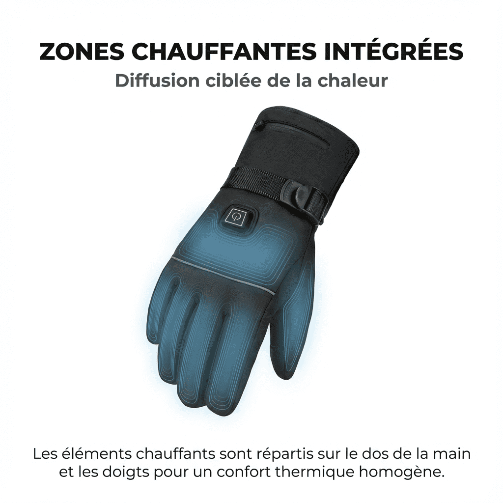 Gants chauffants rechargeables à batterie intégrée
