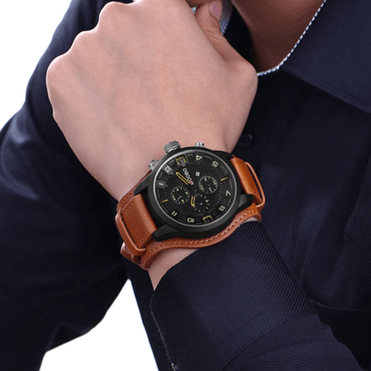 Montre analogique élégante à bracelet en cuir