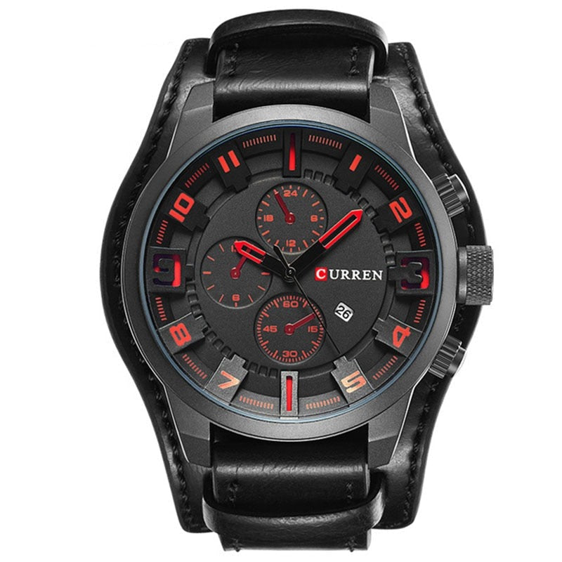 Montre analogique élégante à bracelet en cuir
