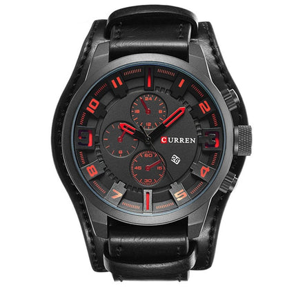 Montre analogique élégante à bracelet en cuir