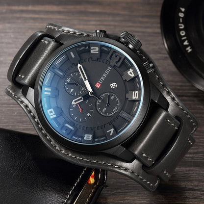 Montre analogique élégante à bracelet en cuir