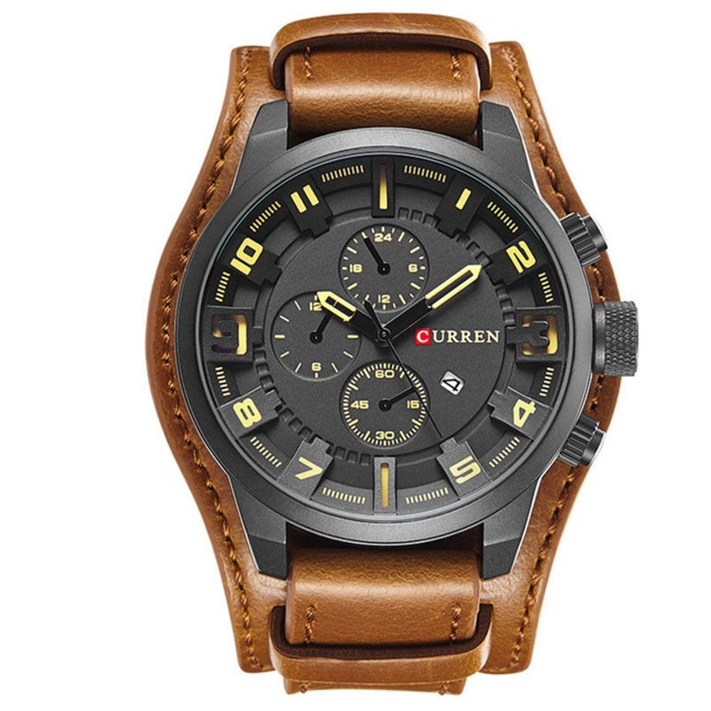 Montre analogique élégante à bracelet en cuir