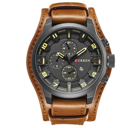 Montre analogique élégante à bracelet en cuir