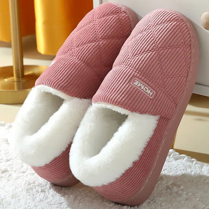Pantoufles pelucheuses à semelle antidérapante en fourrure rembourrée
