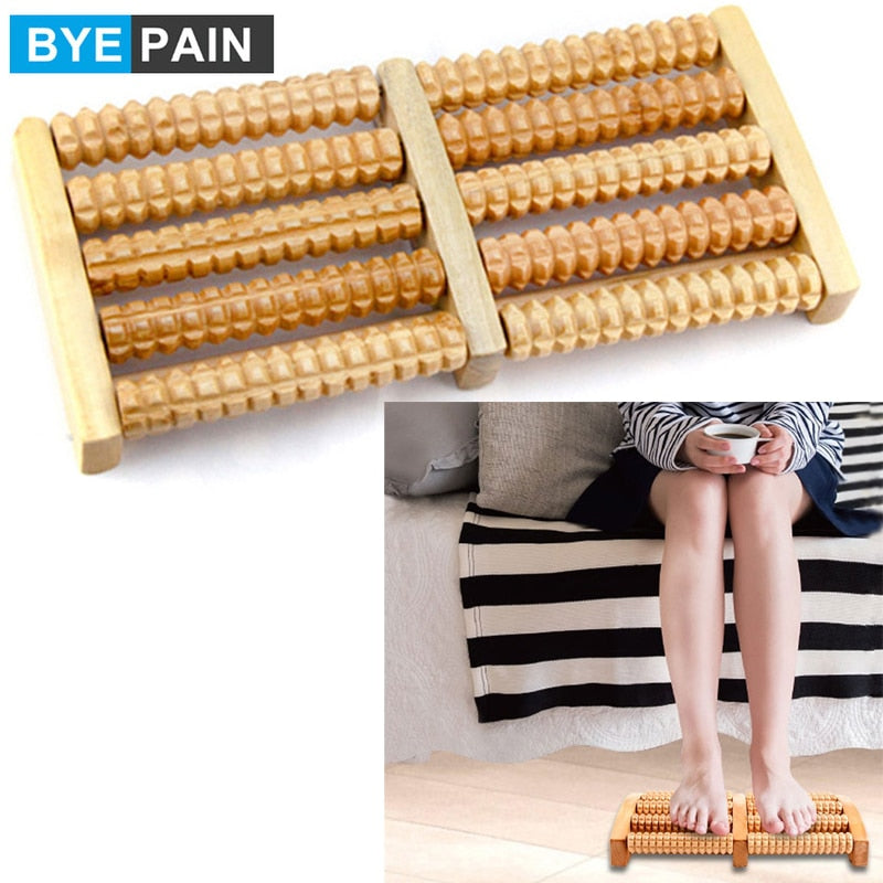Rouleau de massage en bois pour pieds