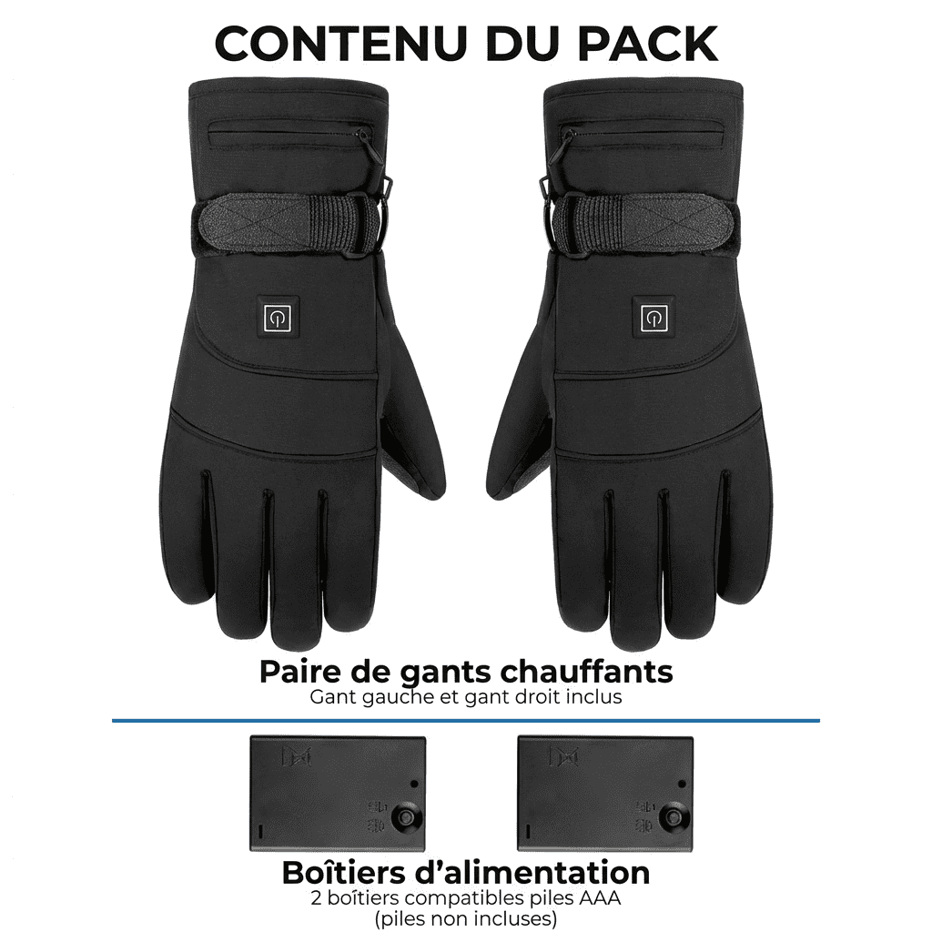 Gants chauffants rechargeables à batterie intégrée