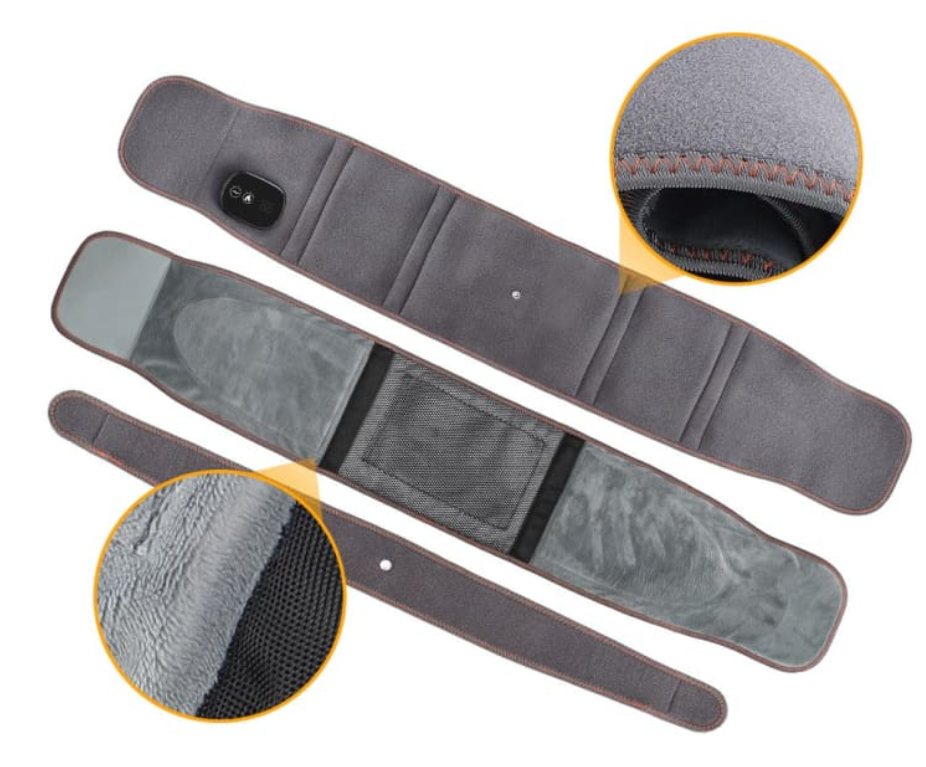 Ceinture lombaire chauffante et massante réglable gris