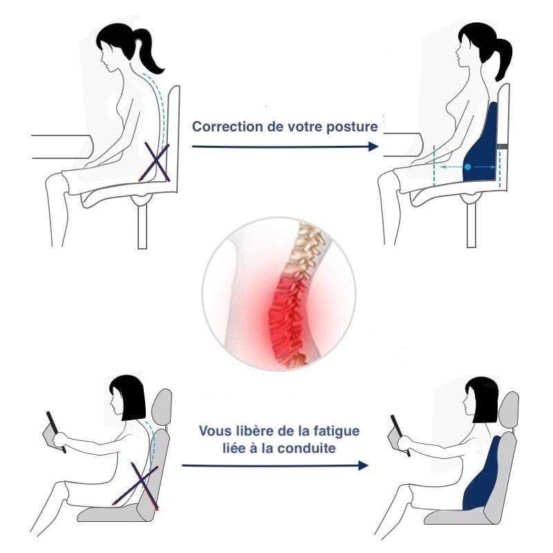 Coussin de confort dorsal ergonomique bleu
