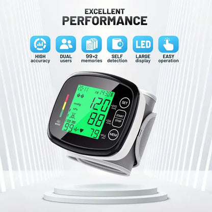 Vitapulse™ – Automatic Wrist Blood Pressure Monitor with Large LCD Screen