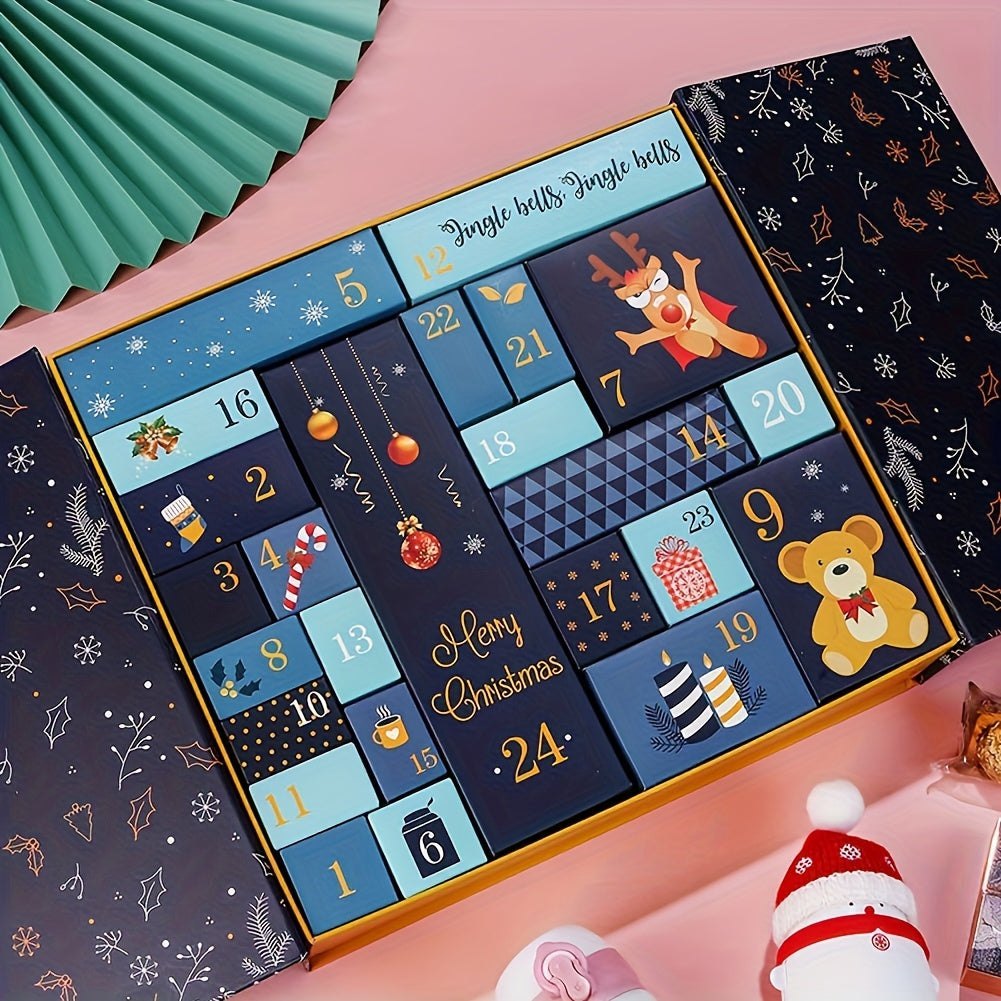 24-Day Wooden Christmas Advent Calendar, Reusable Surprise Box for Home