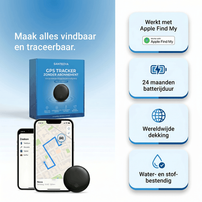 Santeova – GPS Tracker Zonder Abonnement | Compatibel met Android en iOS