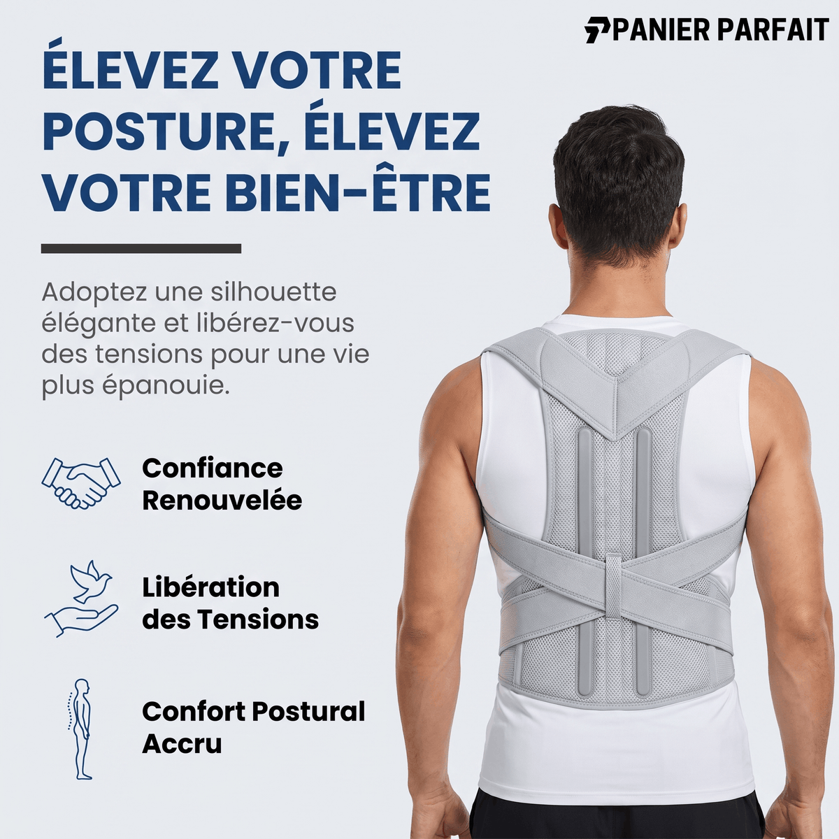 Correcteur de posture avec soutien lombaire intégré ajustable