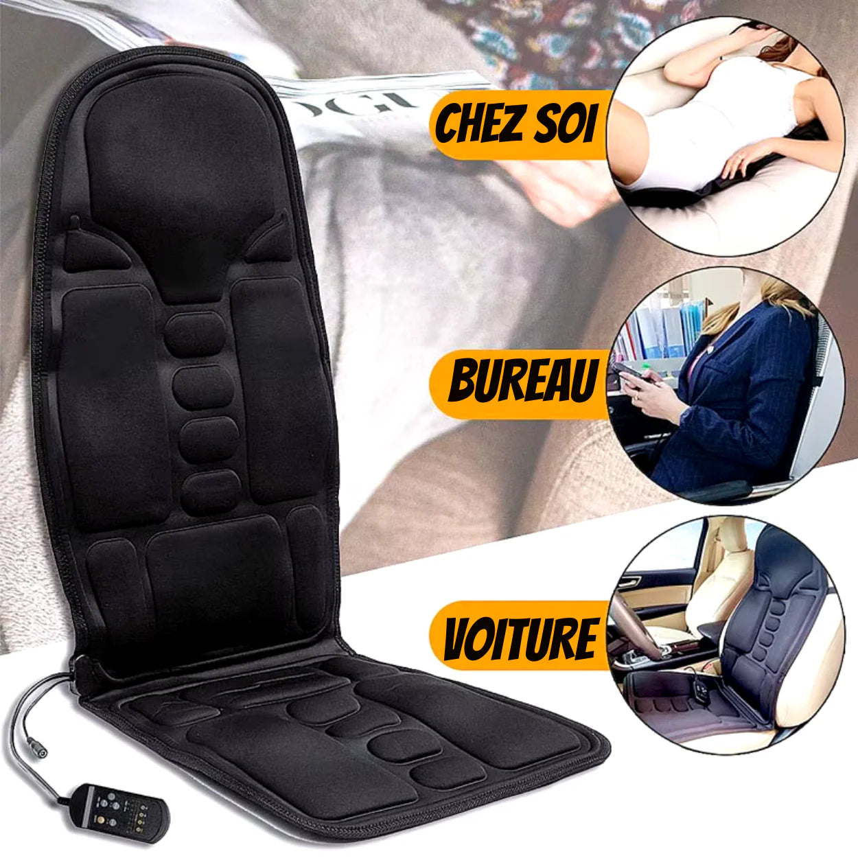 Heated Shiatsu Massage Cushion with 8 Modes