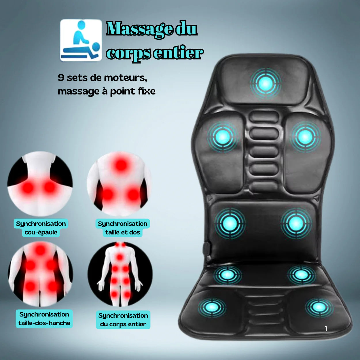 Heated Shiatsu Massage Cushion with 8 Modes